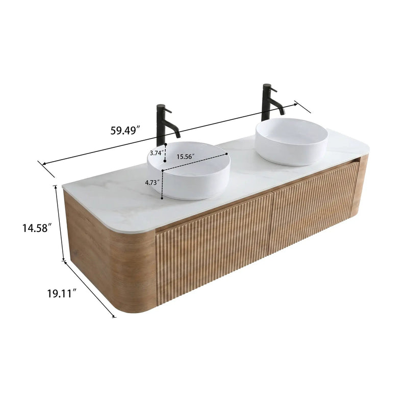 Erba 60 Inch Bathroom Vanity with Sink in Honey by HouseOfZazla