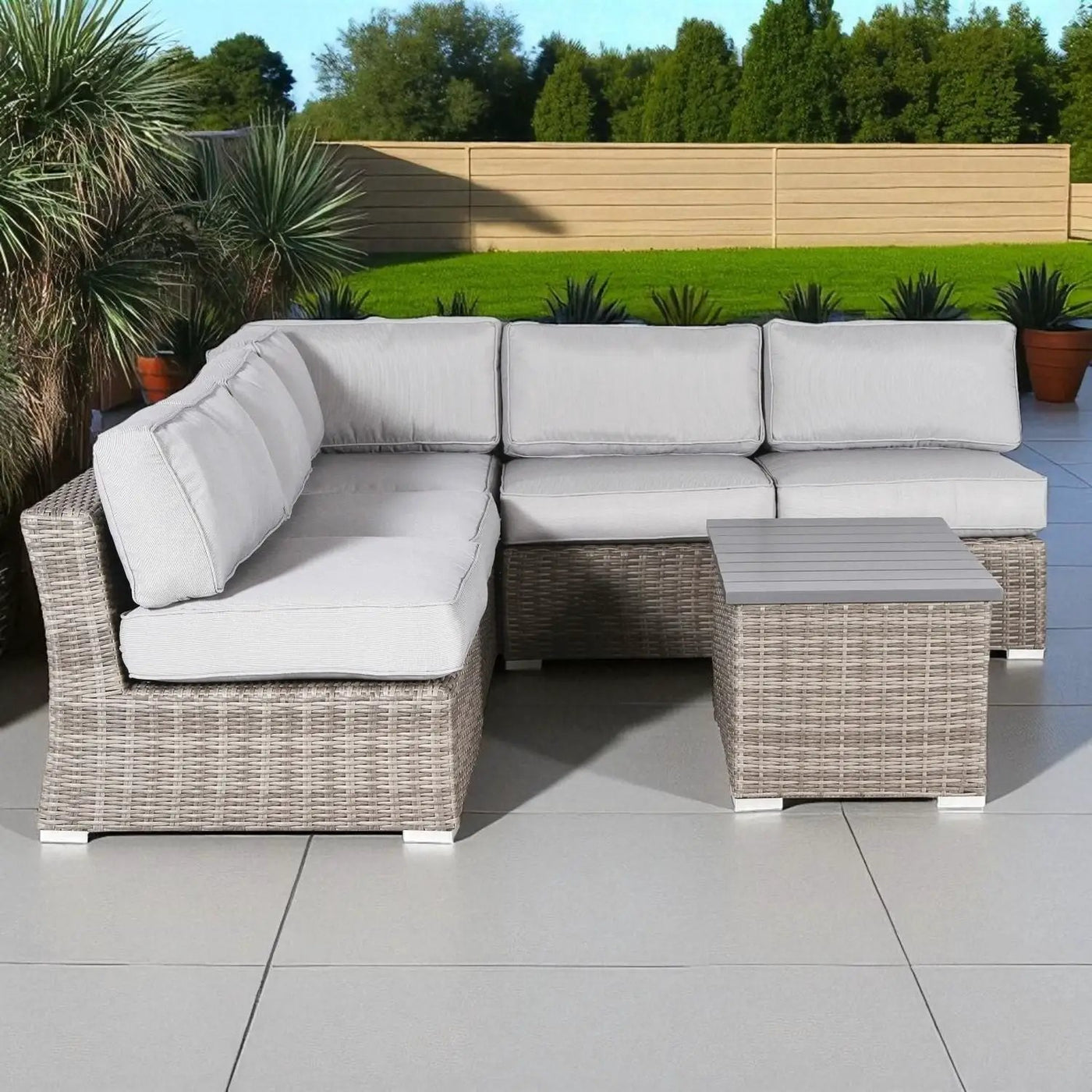 Wicker Sectional Sofa With Cushions And Table by HouseOfZazla