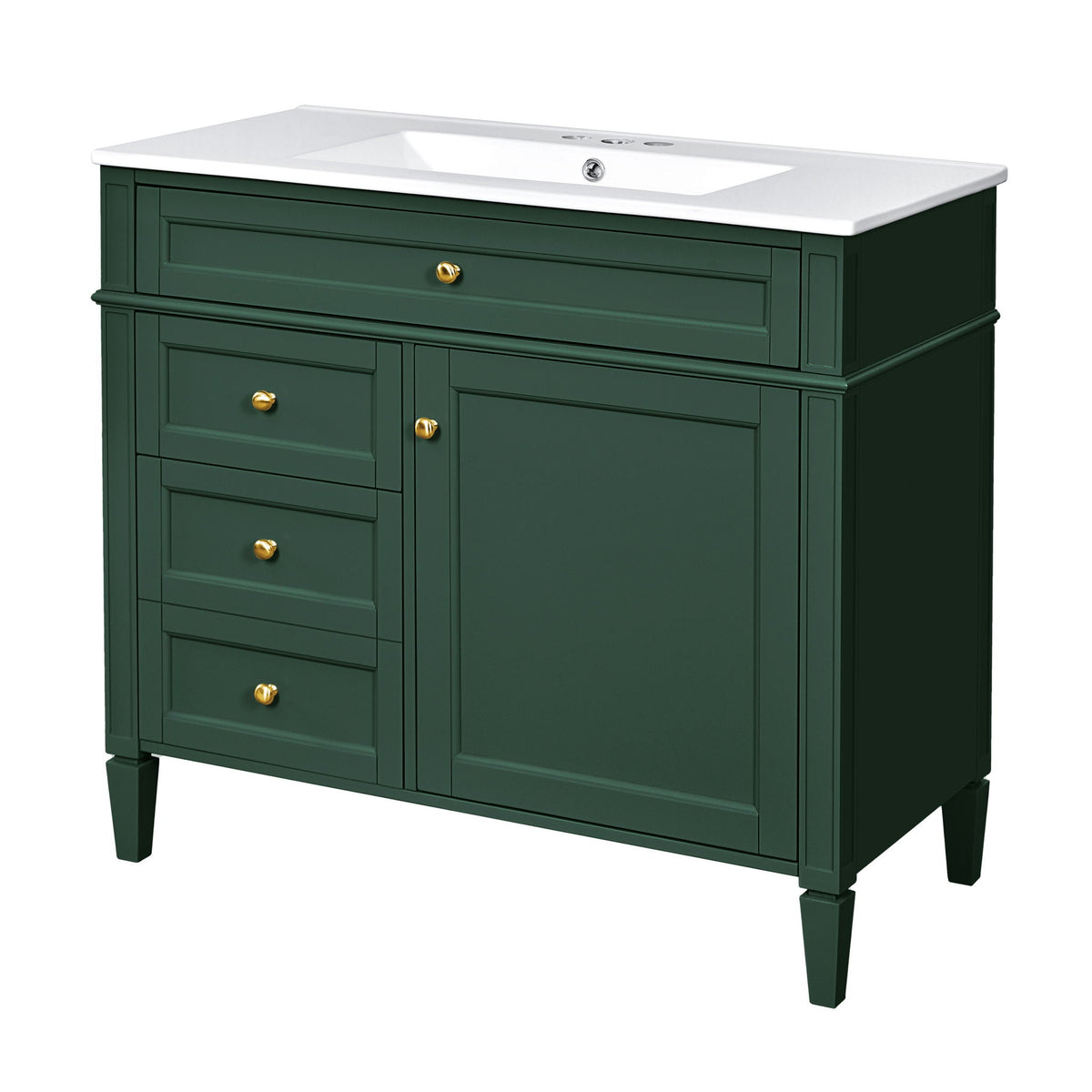 36" Bathroom Vanity with Ceramic Sink and Storage Drawers - Multiple Colors, photo 5 of 20