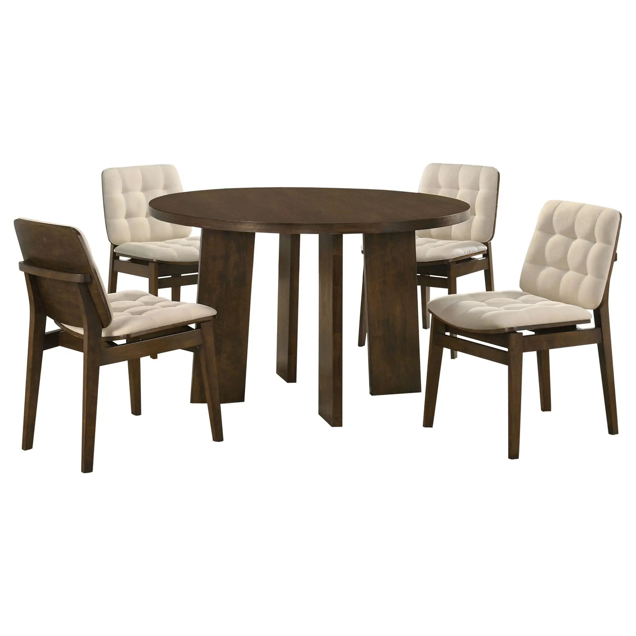 Strouse 5-piece Dining Set Cream and Walnut by Unique Piece Furniture