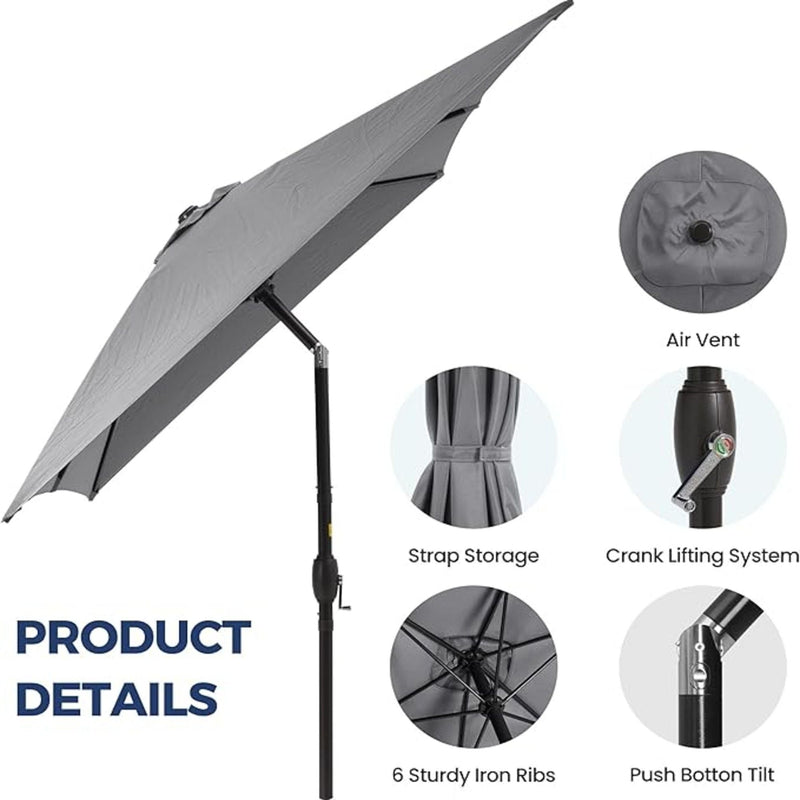 Rectangular Patio Umbrella With Crank Tilt, Polyester UV-Resistant Canopy by HouseOfZazla