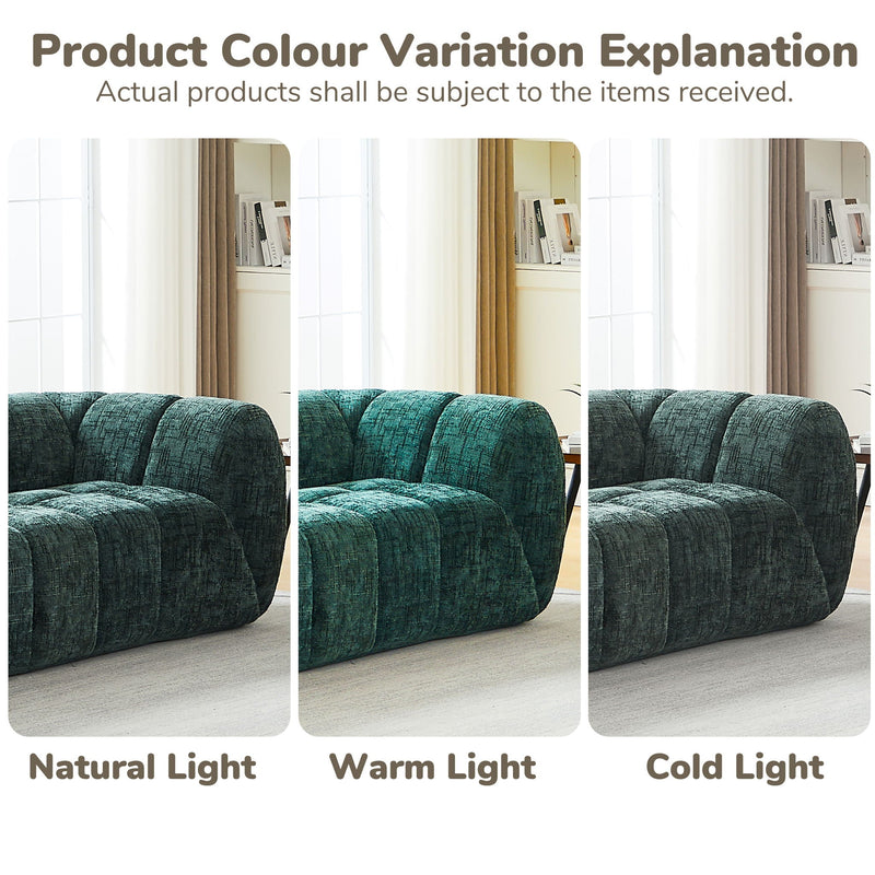 Quilted Cloud Sofa With Rounded Armrests And Piano Key Backrest Design by HouseOfZazla