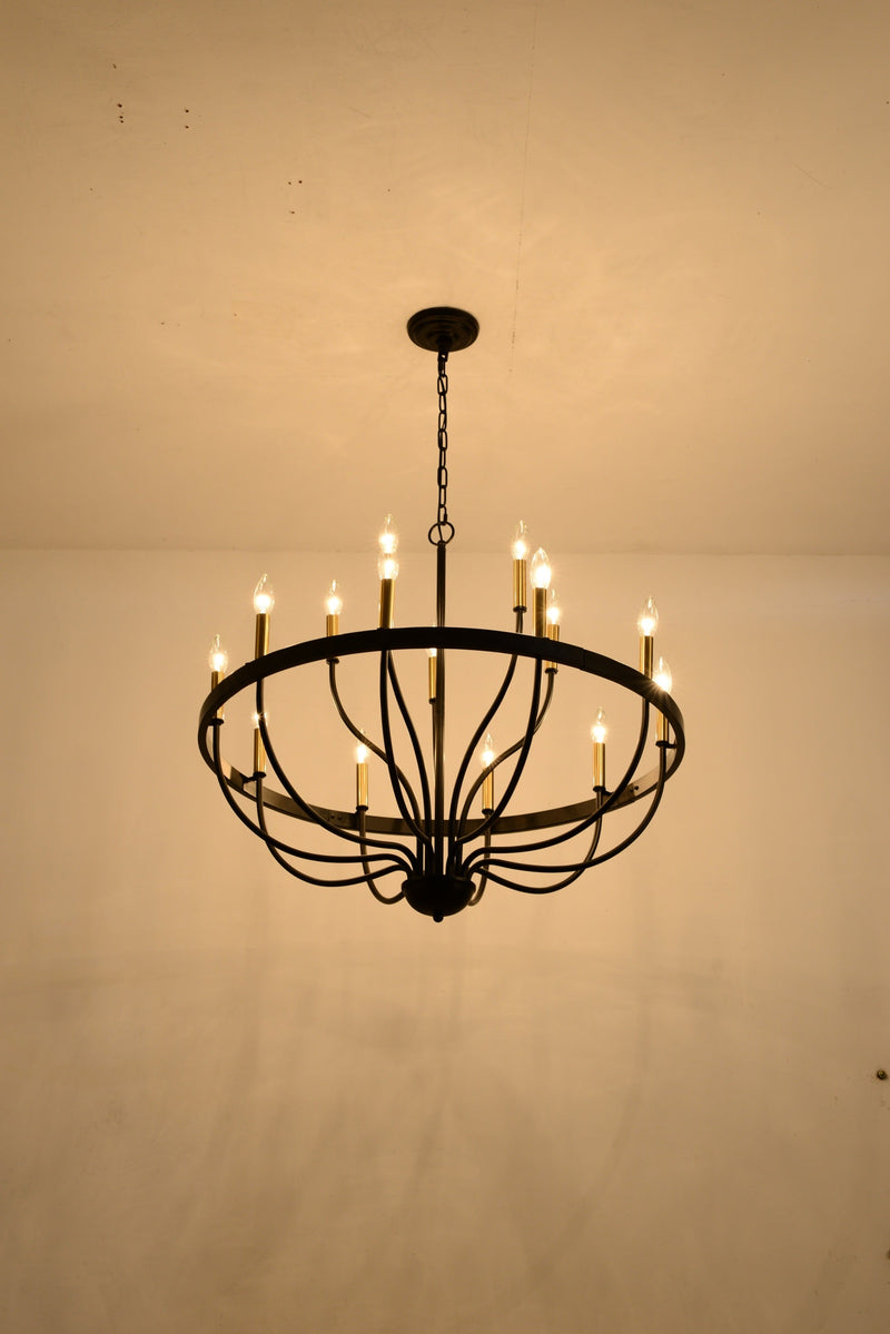 18-Light Industrial Iron Candle Chandelier by HouseOfZazla