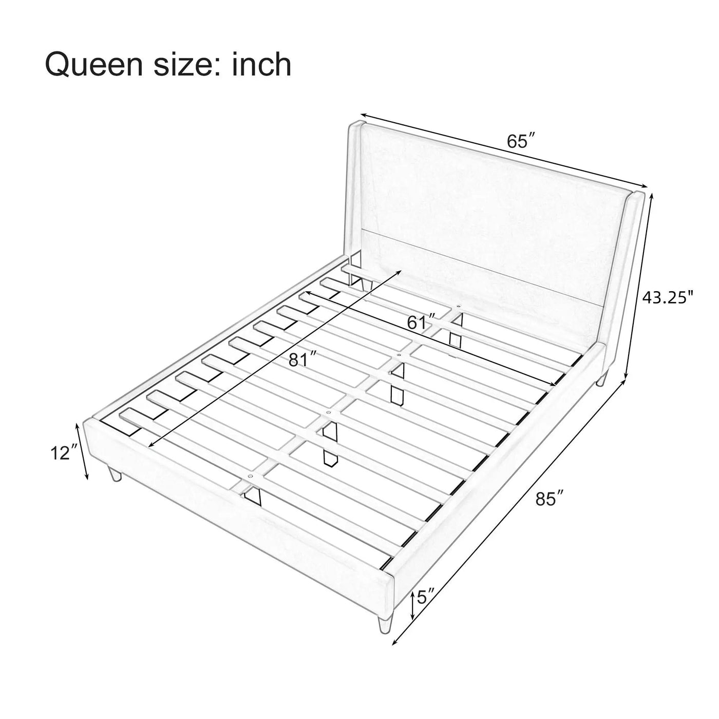 Upholstered Modern Platform Bed With Wingback Headboard by HouseOfZazla