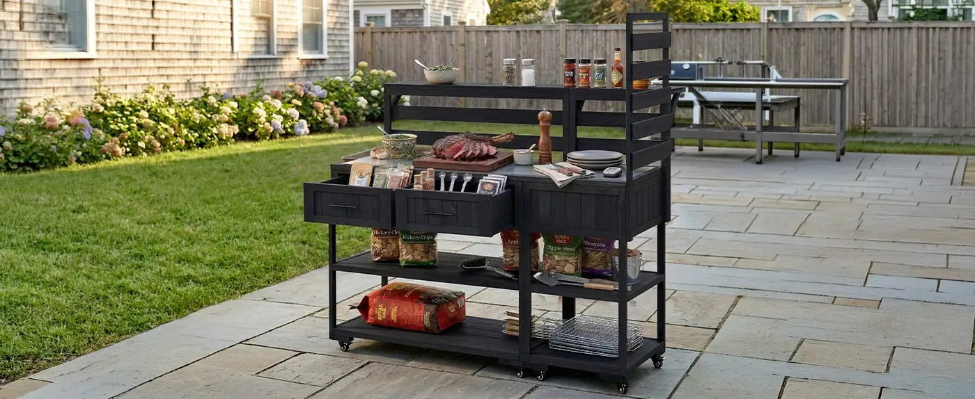TOPMAX 62.3'' Patio Kitchen Island Solid Wood Kitchen Cart by HouseOfZazla