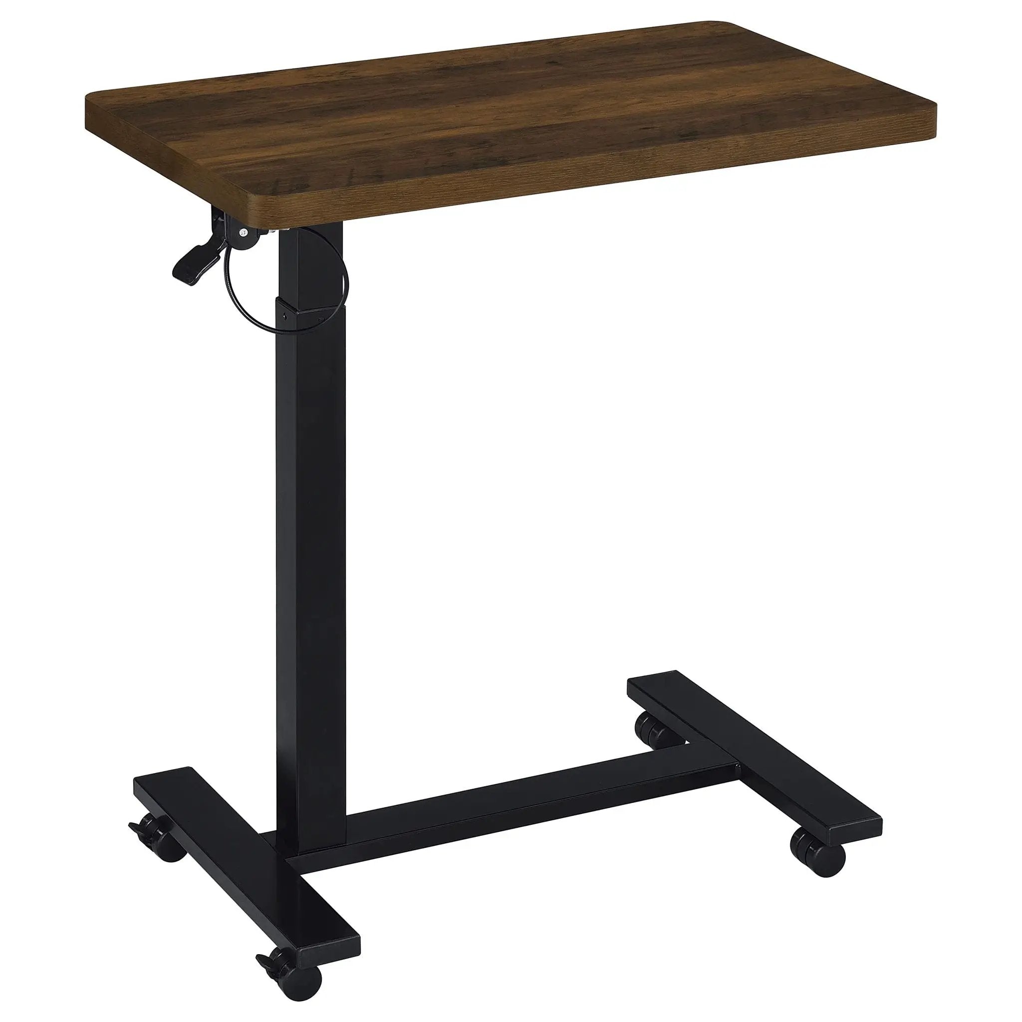 Westpark Pneumatic Adjustable C-Shape Side Table with Casters Dark Pine by Unique Piece Furniture