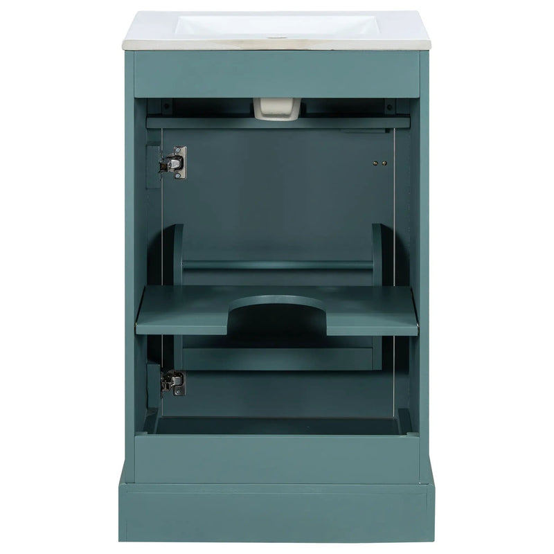 Elegant Bathroom Vanity With Ceramic Sink, Soft Close Door, Adjustable Shelf by HouseOfZazla