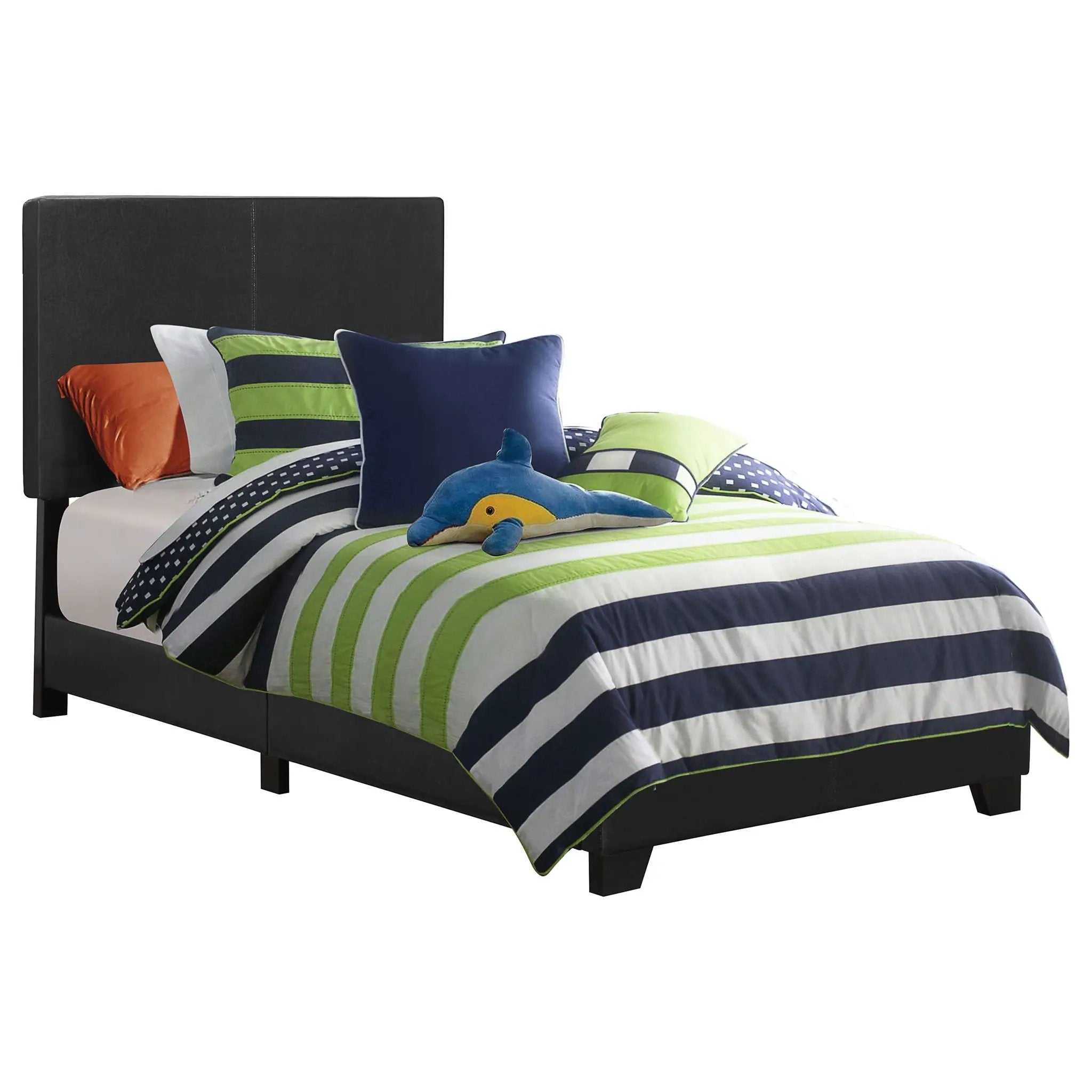 Dorian Faux Leather Upholstered Twin Panel Bed Black by Unique Piece Furniture