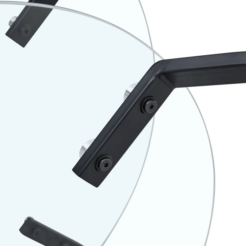 Retro Minimalist Style Metal Frame Double Layer Tempered Glass Coffee Table