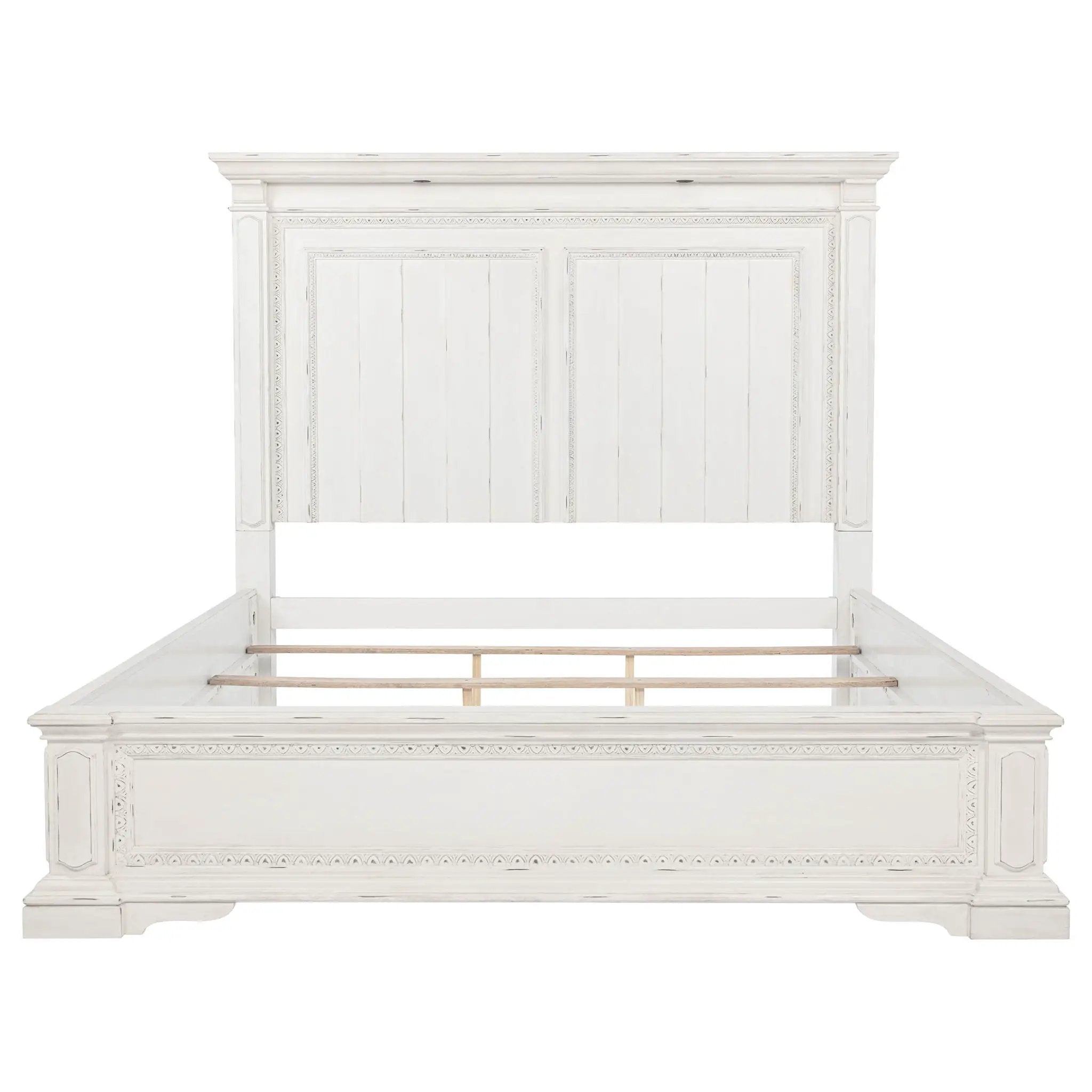 McKinney Queen LED Light Panel Bed Vintage White by Unique Piece Furniture