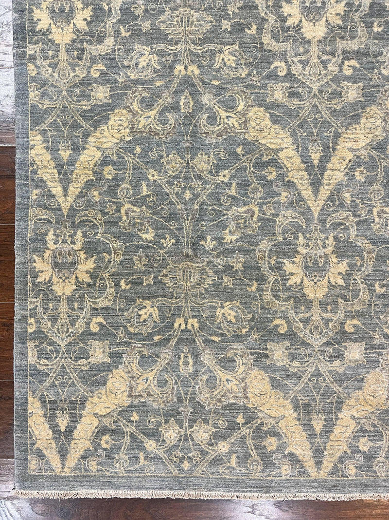 Contemporary Pakistani Rug 5 x 6.6, Handmade Floral Wool Rug, Spanish Pattern by Jewel Rugs