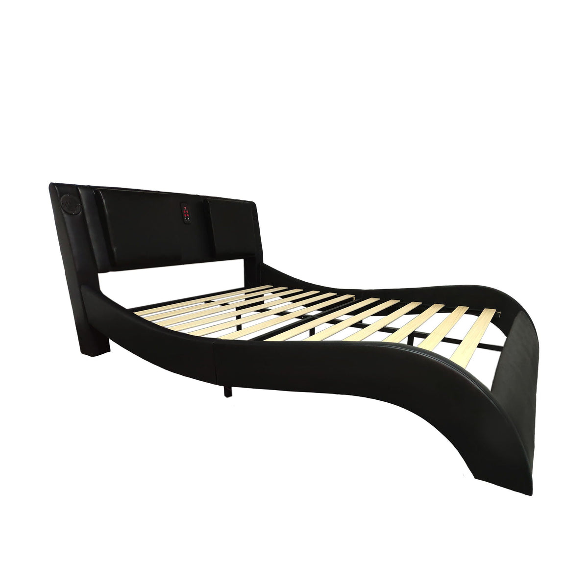 Platform Bed Frame with LED Lighting, Bluetooth & Massage - Faux Leather, photo 4 of 16