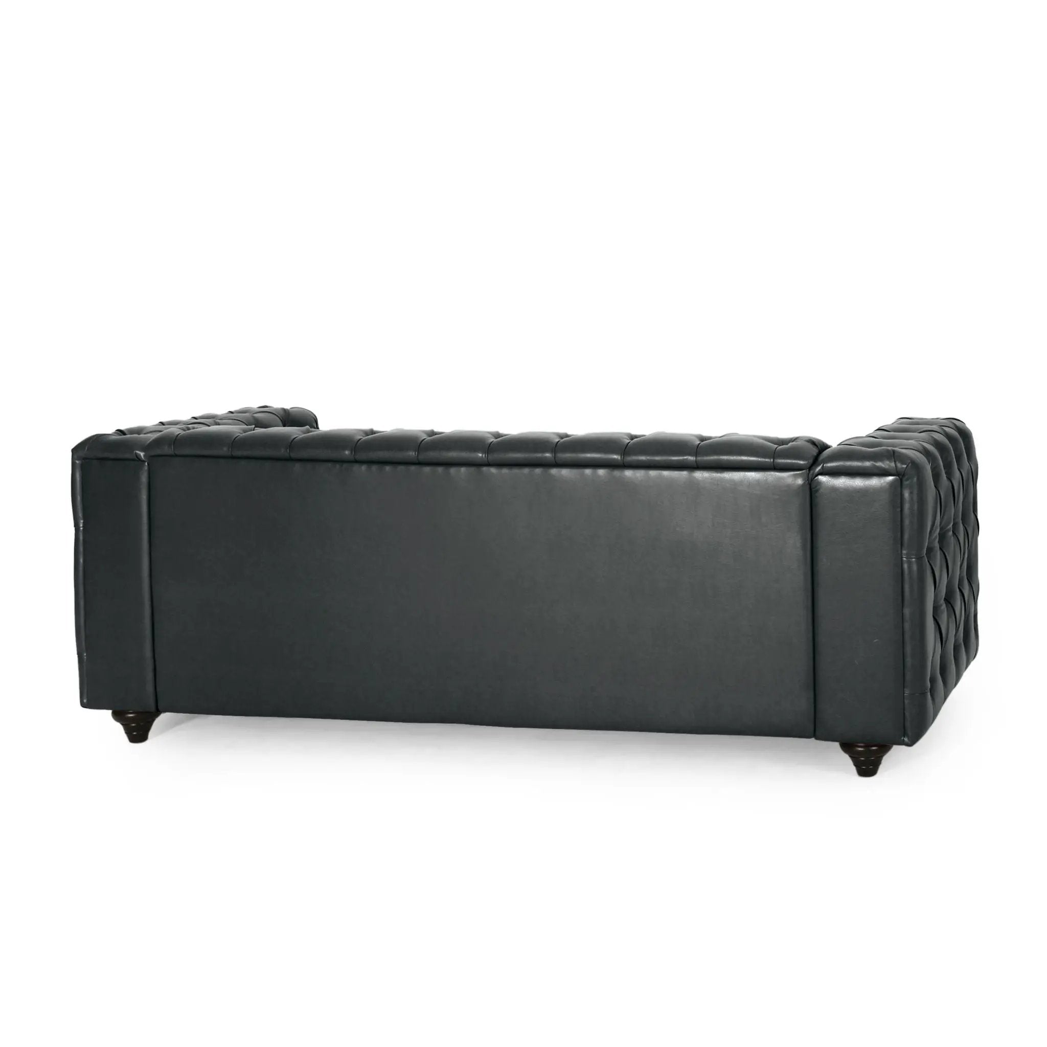 Comfy 3 Seat Sofa with Wooden Legs - Black by HouseOfZazla