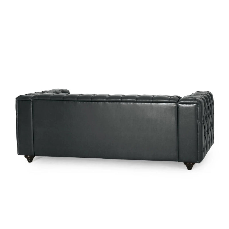 Comfy 3 Seat Sofa with Wooden Legs - Black by HouseOfZazla