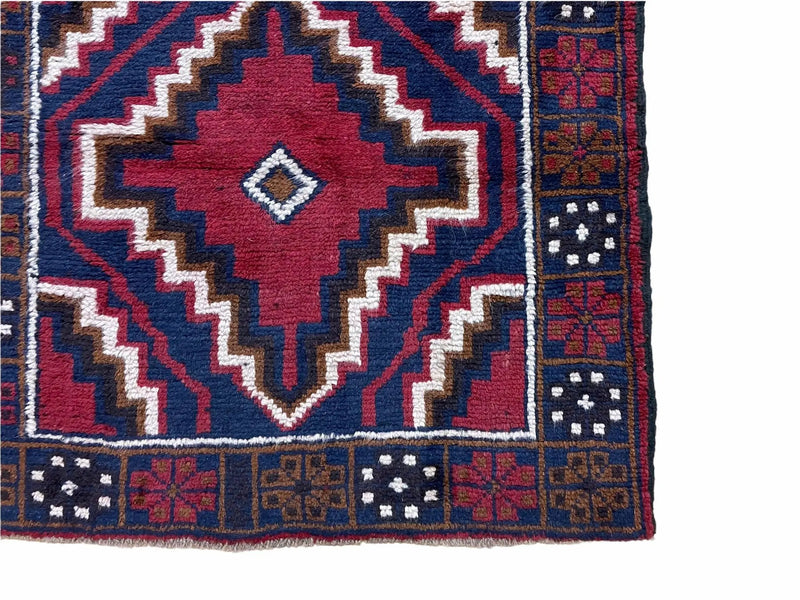 3 X 5 Vintage Handmade Tribal Wool Rug Balouchi Rug Afghan Rug Red Beige Nice by Jewel Rugs