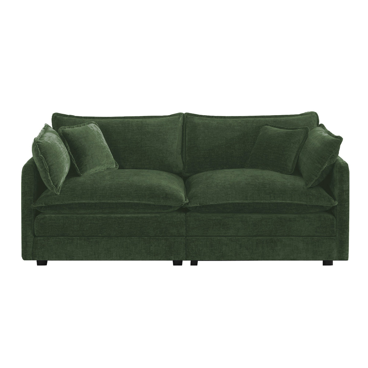Modern Fabric Loveseat Sofa Couch with Deep Seat and 4 Pillows - Chenille, photo 3 of 10