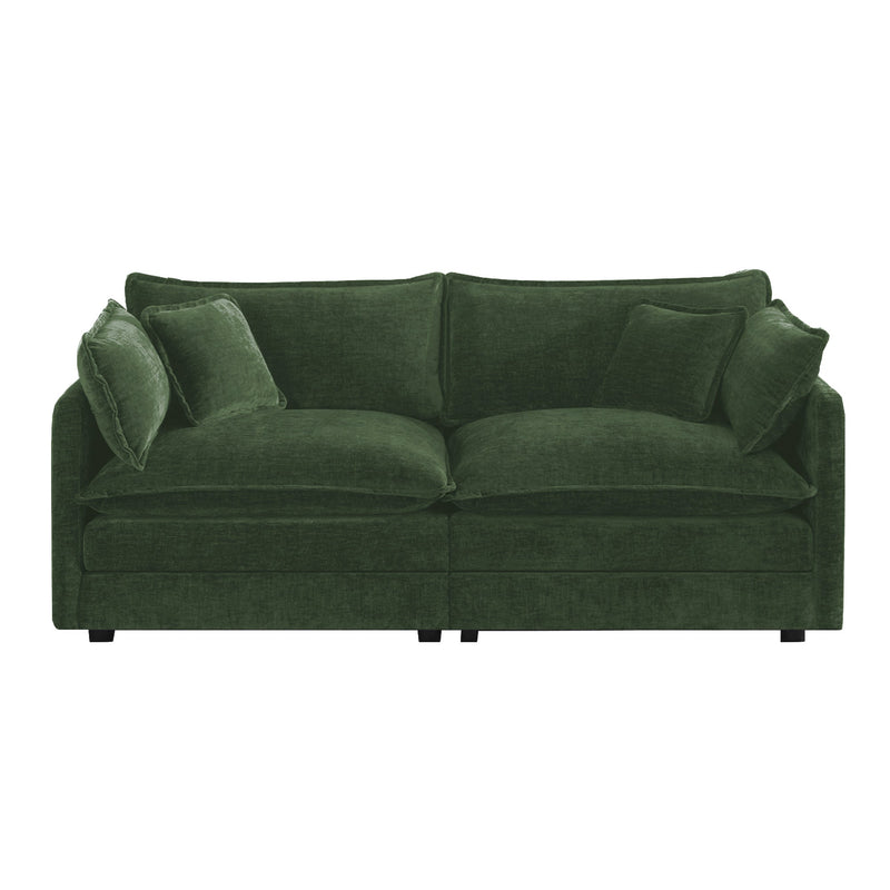 Modern Fabric Loveseat Sofa Couch with Deep Seat and 4 Pillows - Chenille, photo 3 of 10