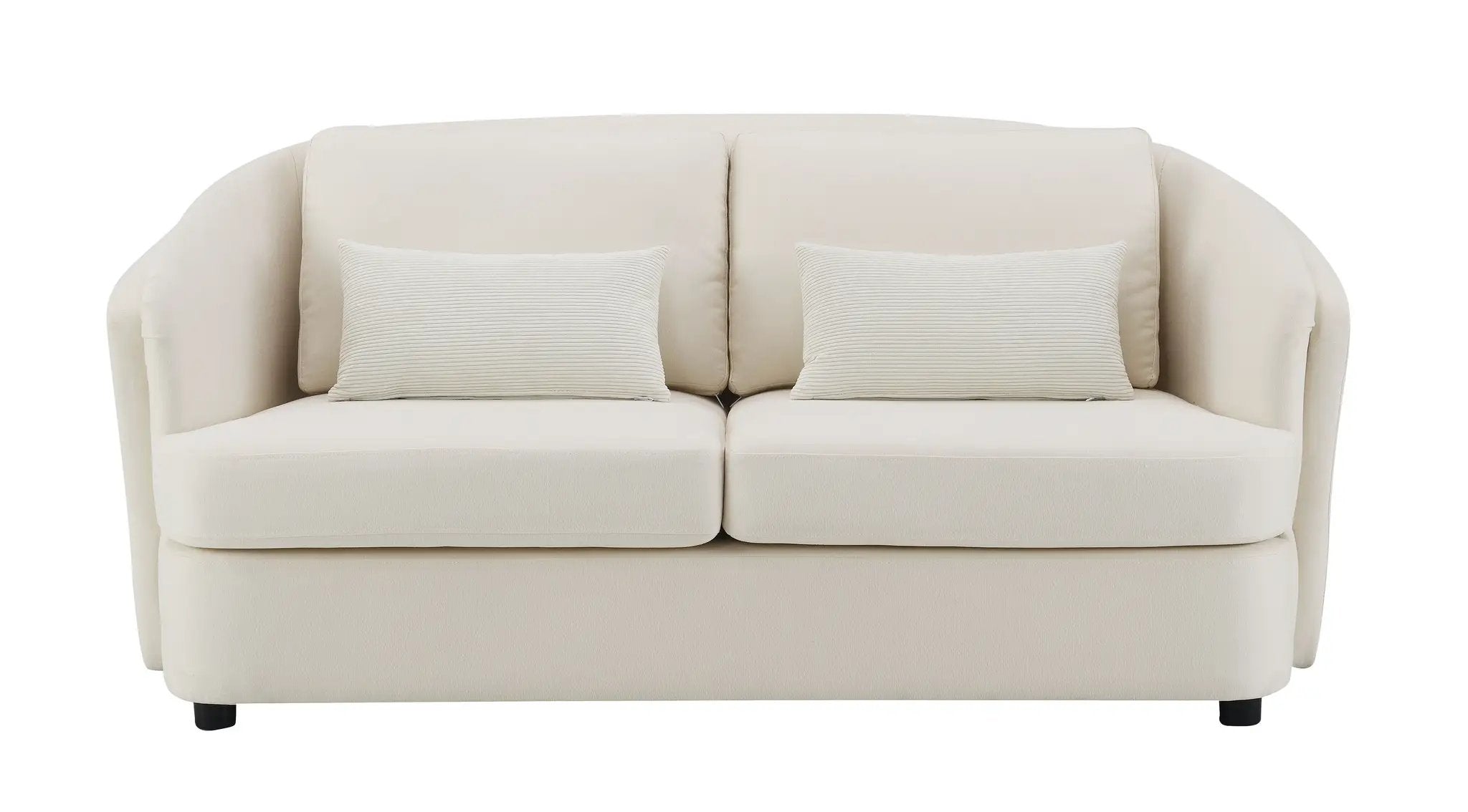 Mariko - Linen Loveseat With 2 Toss Pillows - Beige by Unique Piece Furniture