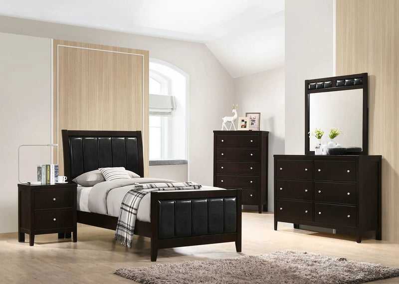 Carlton Wood Twin Panel Bed Cappuccino by Unique Piece Furniture