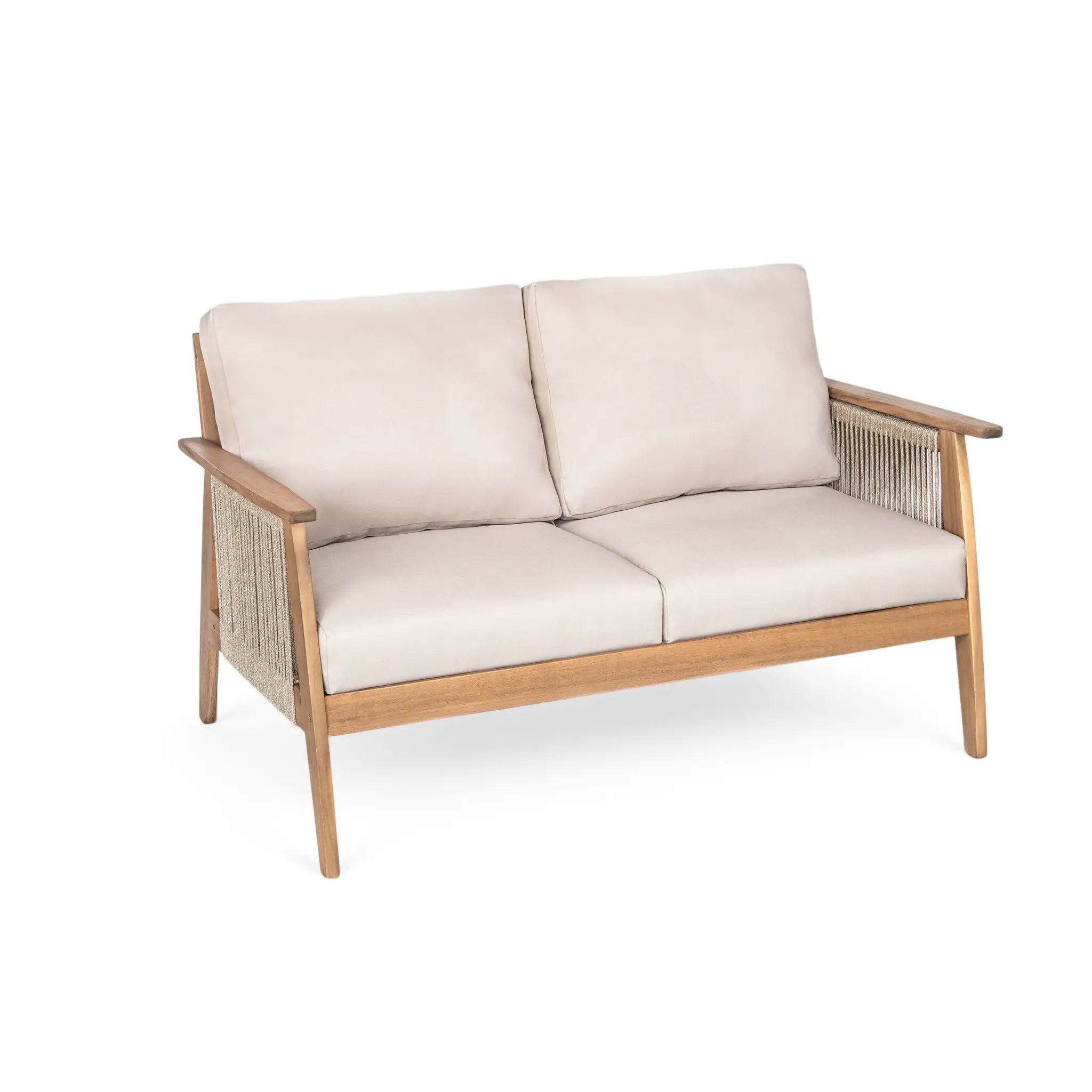 Outdoor 2pc Acacia Wood and Rope Patio Chat Set by HouseOfZazla