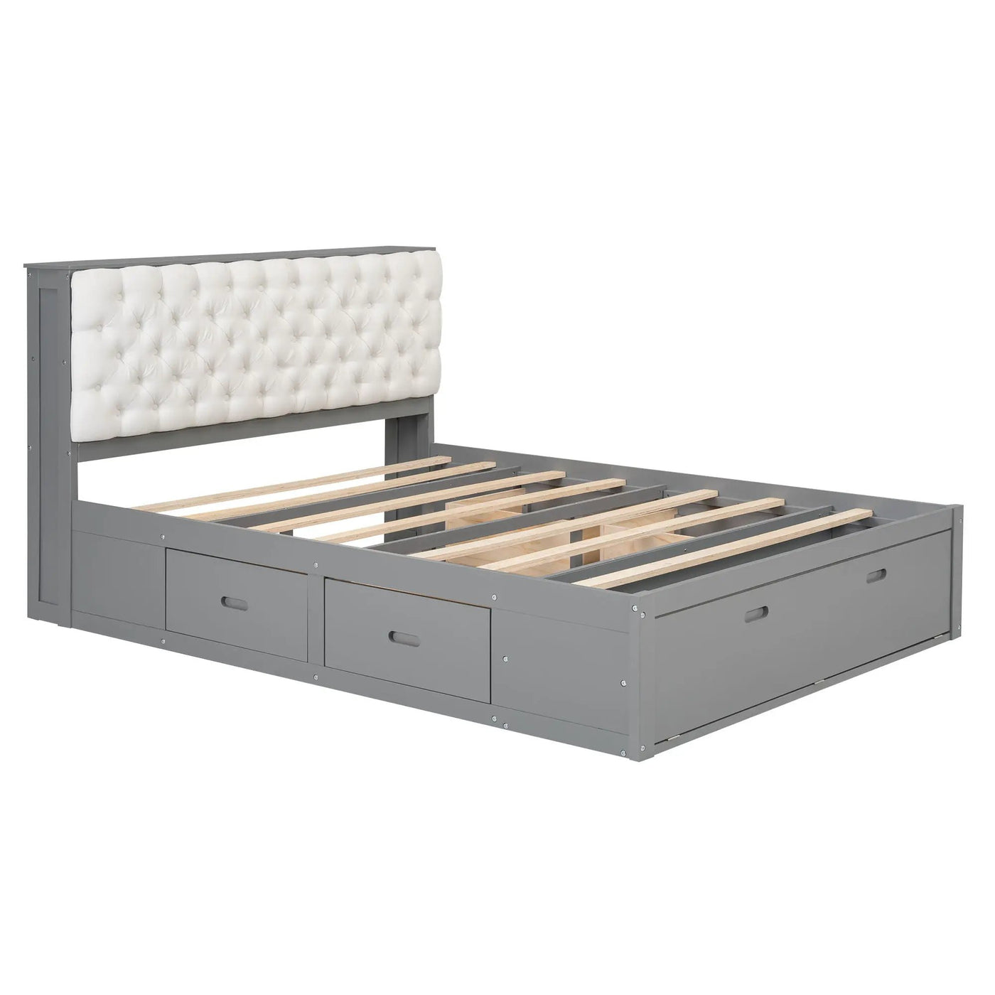 Platform Bed With Storage Headboard, Shoe Rack And 4 Drawers by HouseOfZazla