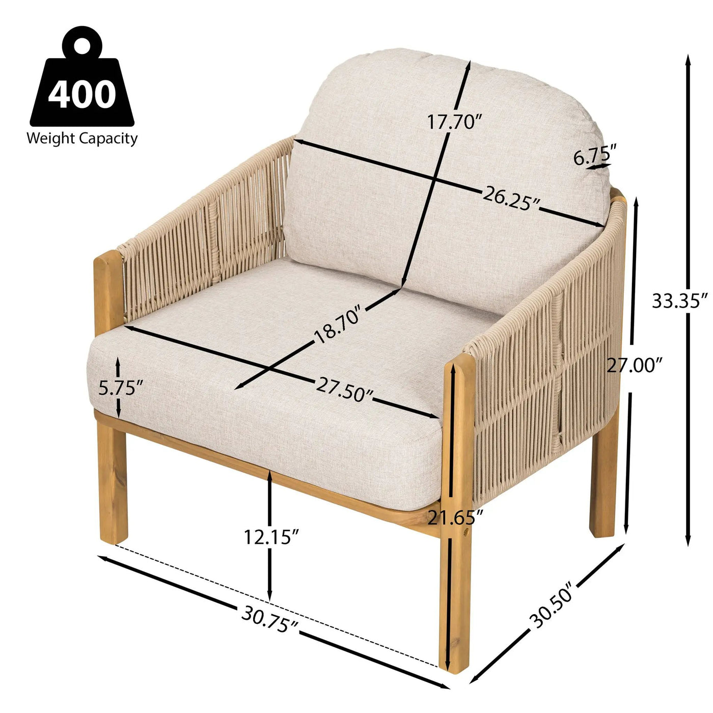 Grotta Outdoor Wood Club Chair Set of 2 by HouseOfZazla