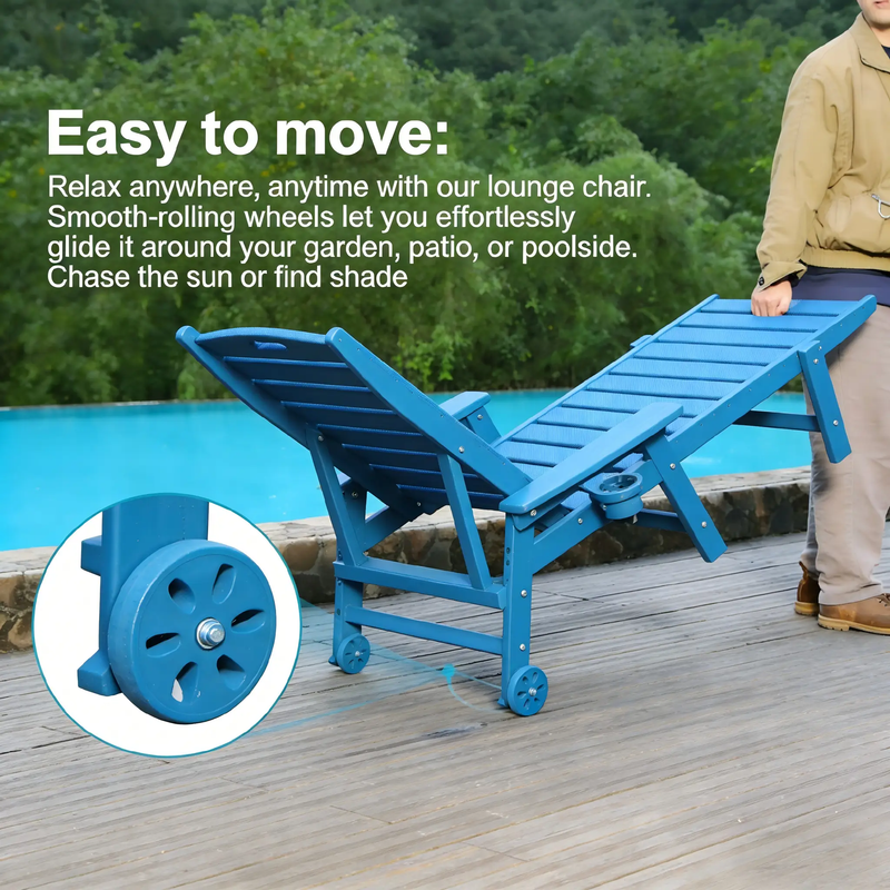 HDPE Chaise Lounge Chair Outdoor with Adjustable Backrest by HouseOfZazla