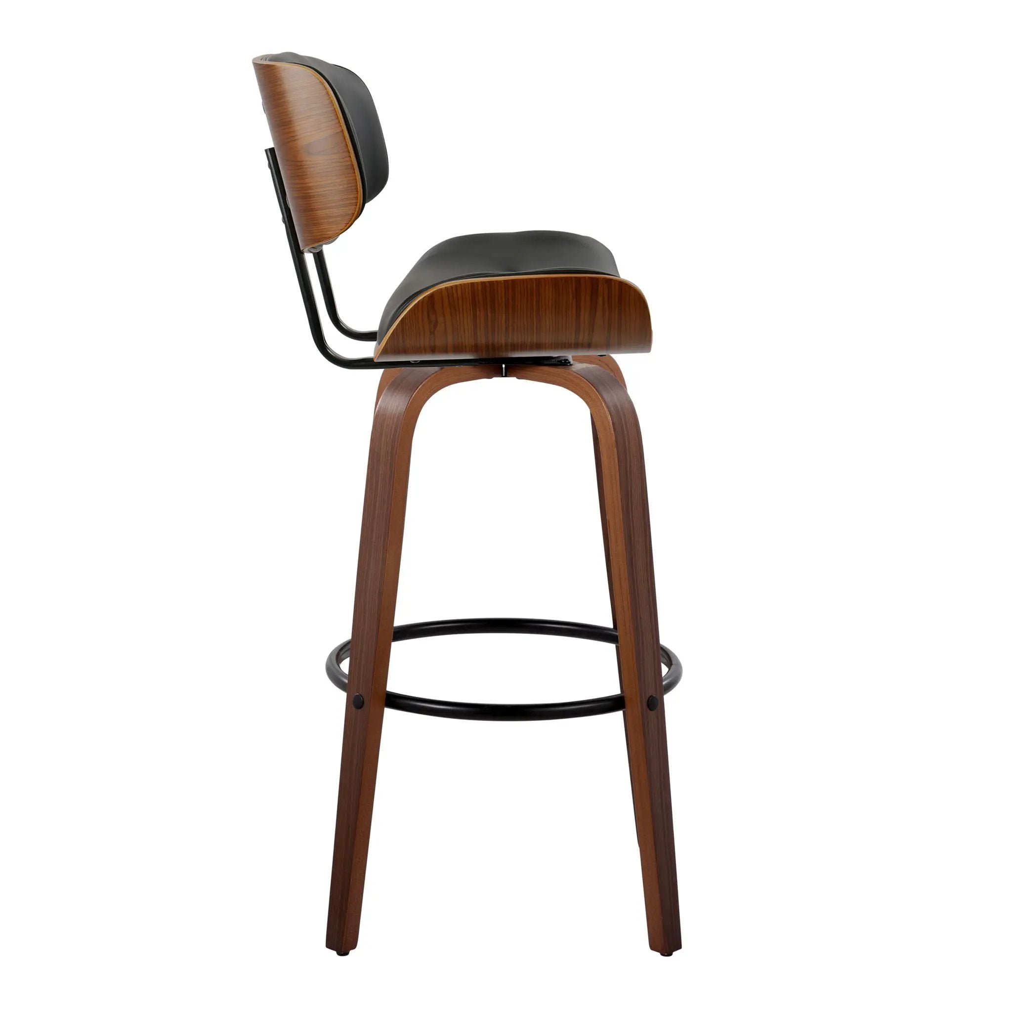 Lombardi - Mid-Century Modern Fixed Height Barstool With Swivel With Round Footrest (Set of 2) by Unique Piece Furniture