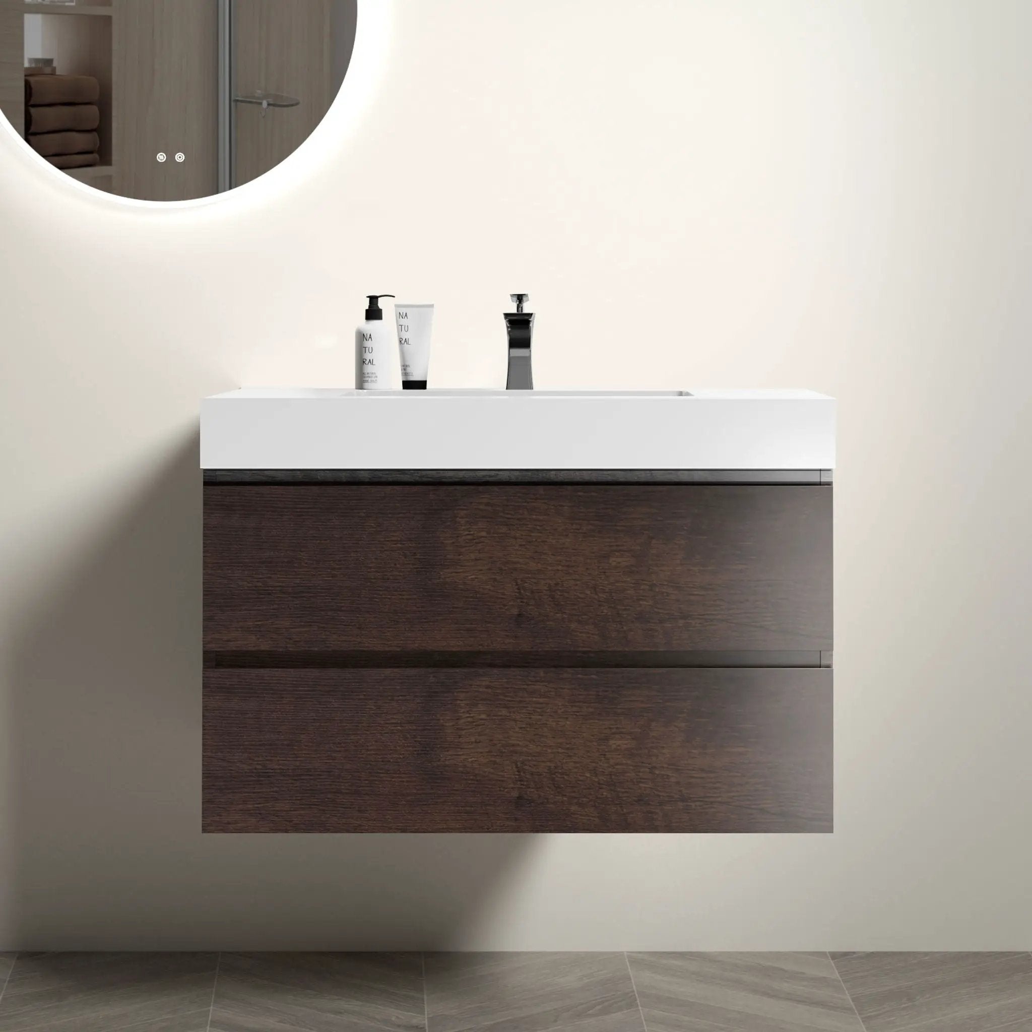 Alice - Bathroom Vanity Wall Mounted With Sink, Large Storage Floating Bathroom Vanity For Modern Bathroom, One-Piece Sink Basin Without Drain And Faucet by Unique Piece Furniture