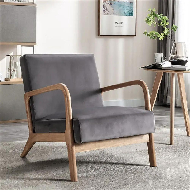 Classic Mid-Century Modern Accent Chairs, Open Framed Armchair With Cushioning by HouseOfZazla