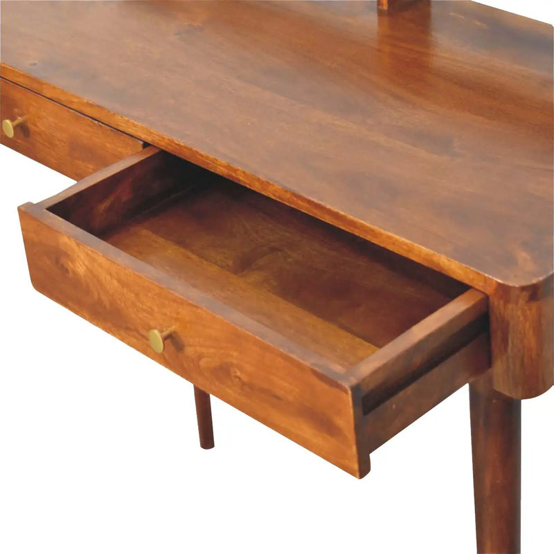 Elevated Chestnut Console Table, 2-Drawers, Nordic Legs by HouseOfZazla