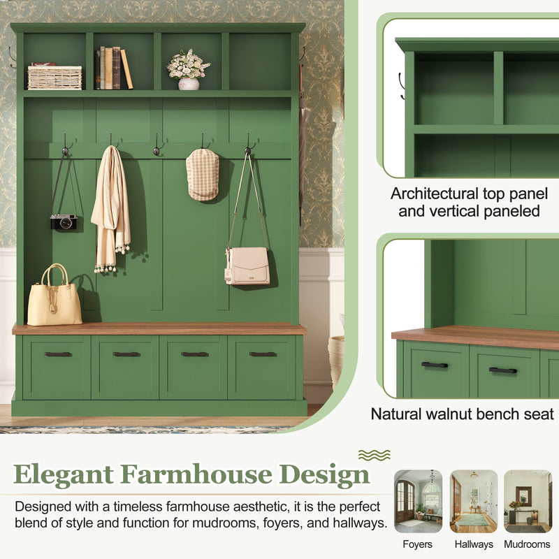 Farmhouse Hall Tree with Storage Bench, photo 3 of 10