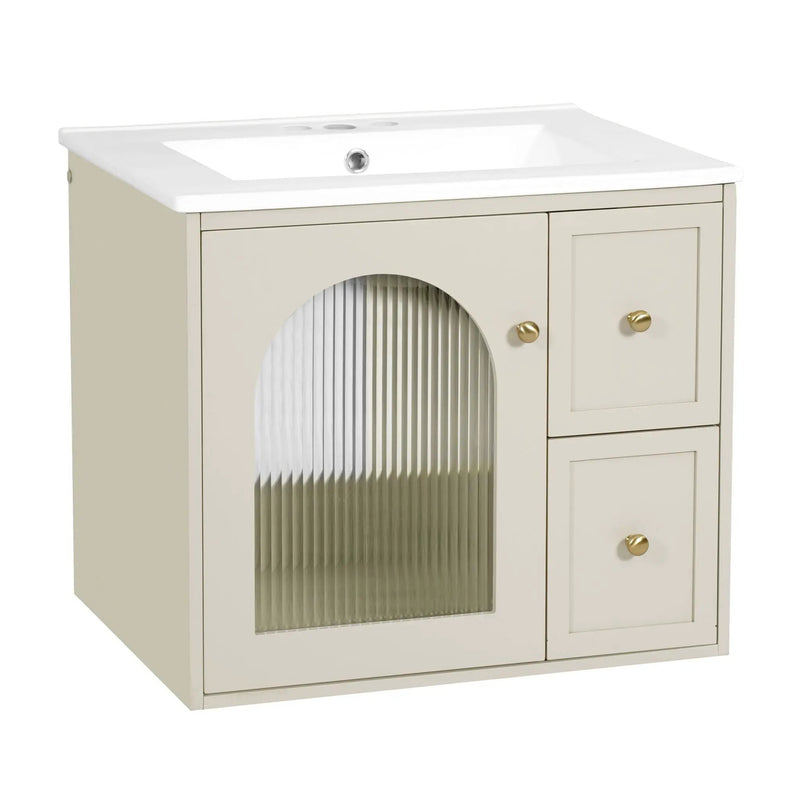 Wall-Mounted Bathroom Vanity Set With Sink, 2 Drawers And Soft-Close Door by Unique Piece Furniture