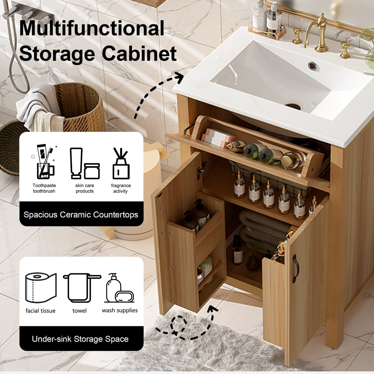 24" Bathroom Vanity with Solid Wood Frame, photo 4 of 10