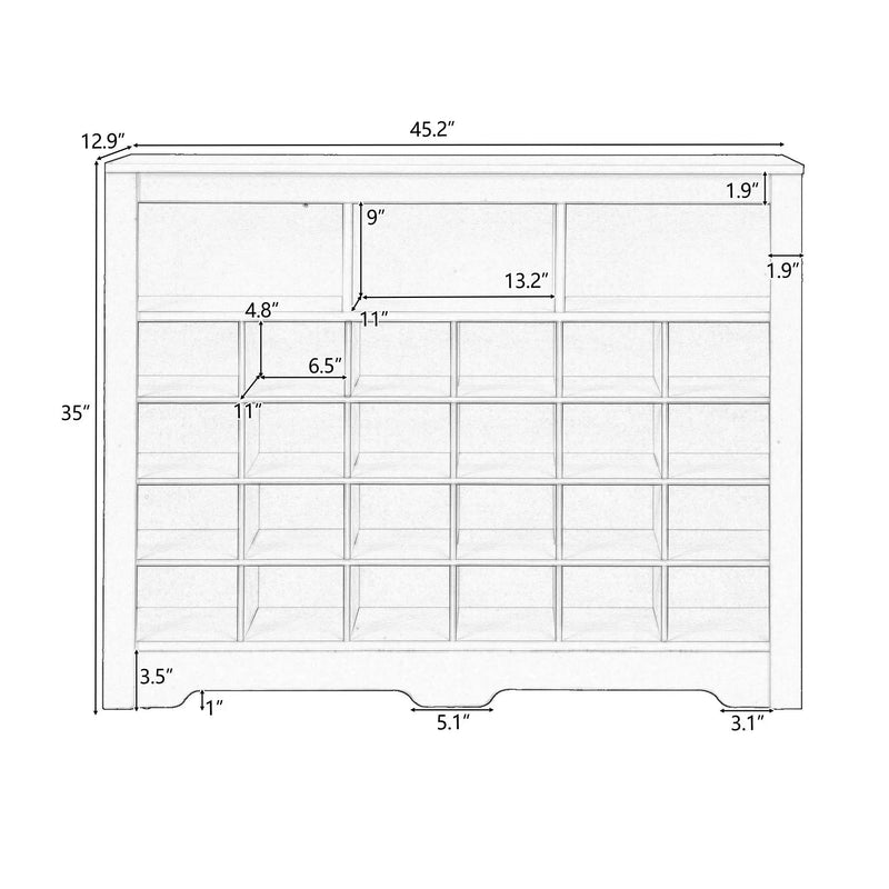 24 Shoe Cubby Console, Shoe Cabinet - White by Unique Piece Furniture