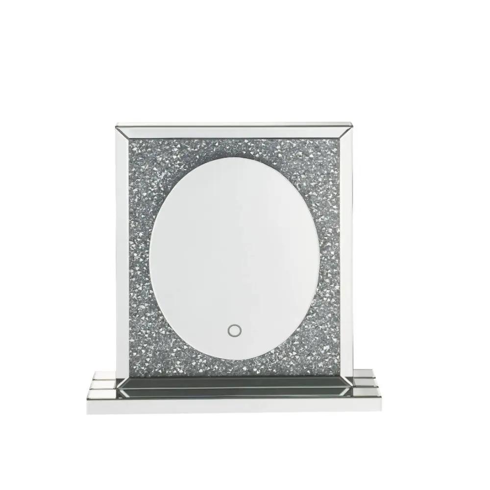 Noralie - 23" Accent Mirror With LED - Mirrored & Faux Diamonds by Unique Piece Furniture
