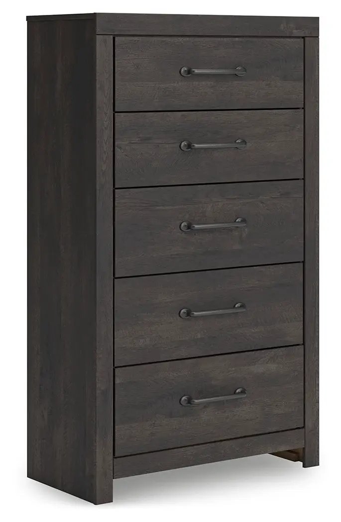 Hollivern - Five Drawer Chest - Dark Gray by Unique Piece Furniture