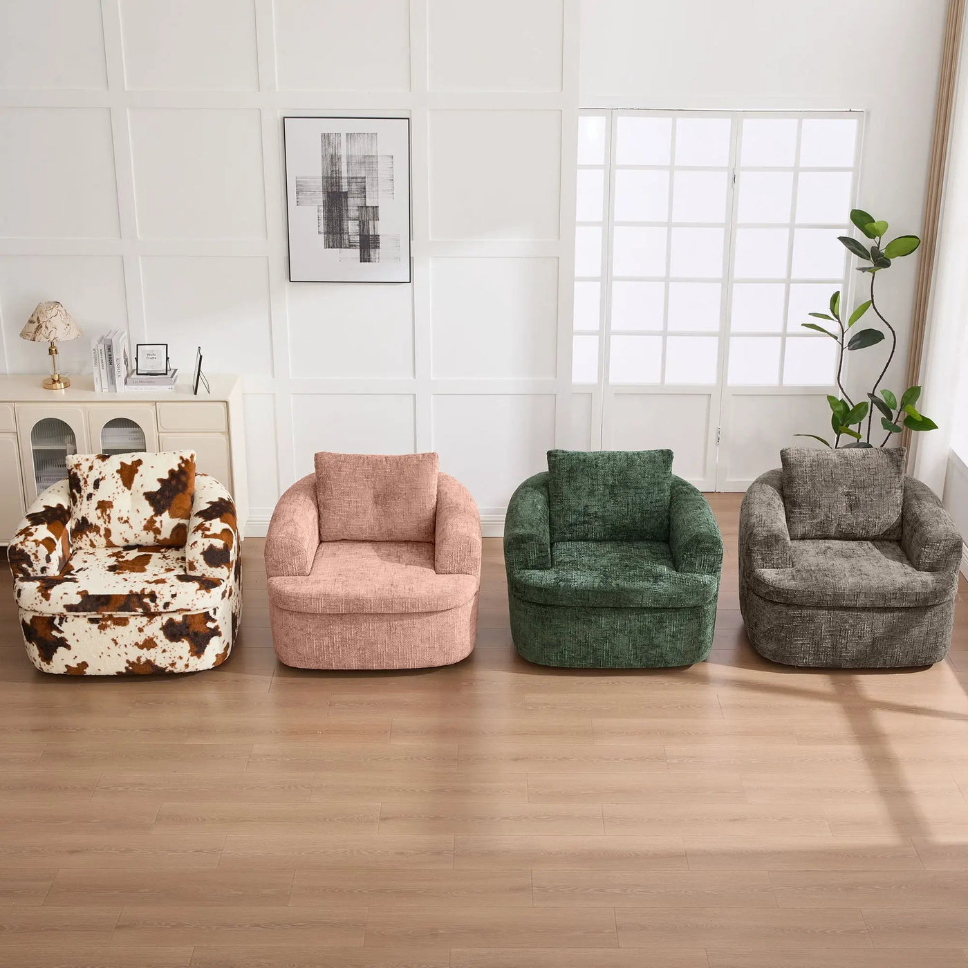 Modern Swivel Barrel Chair With Dual-Layer Cushion by Unique Piece Furniture