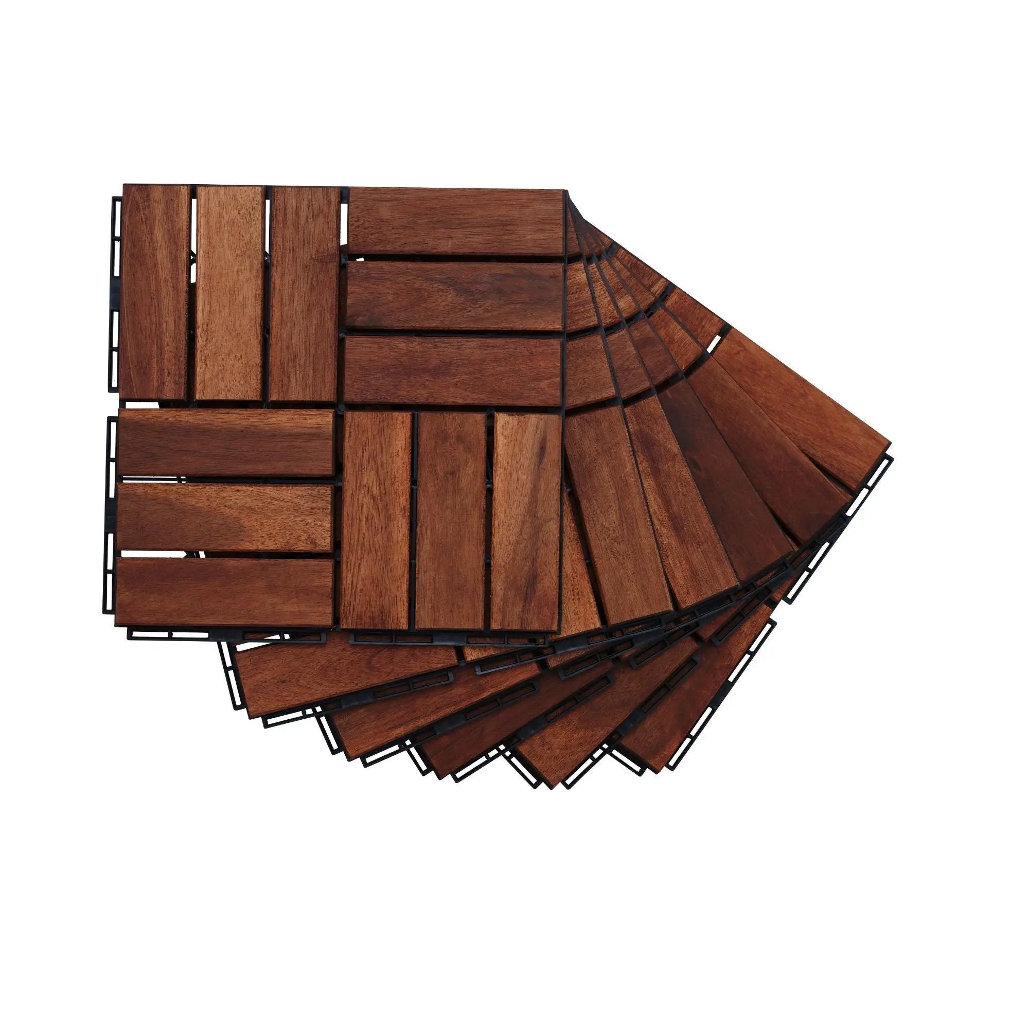 Interlocking Deck Tiles Checker Pattern, Square Acacia Hardwood Outdoor Flooring For Patio, Bancony, Pool Side by HouseOfZazla