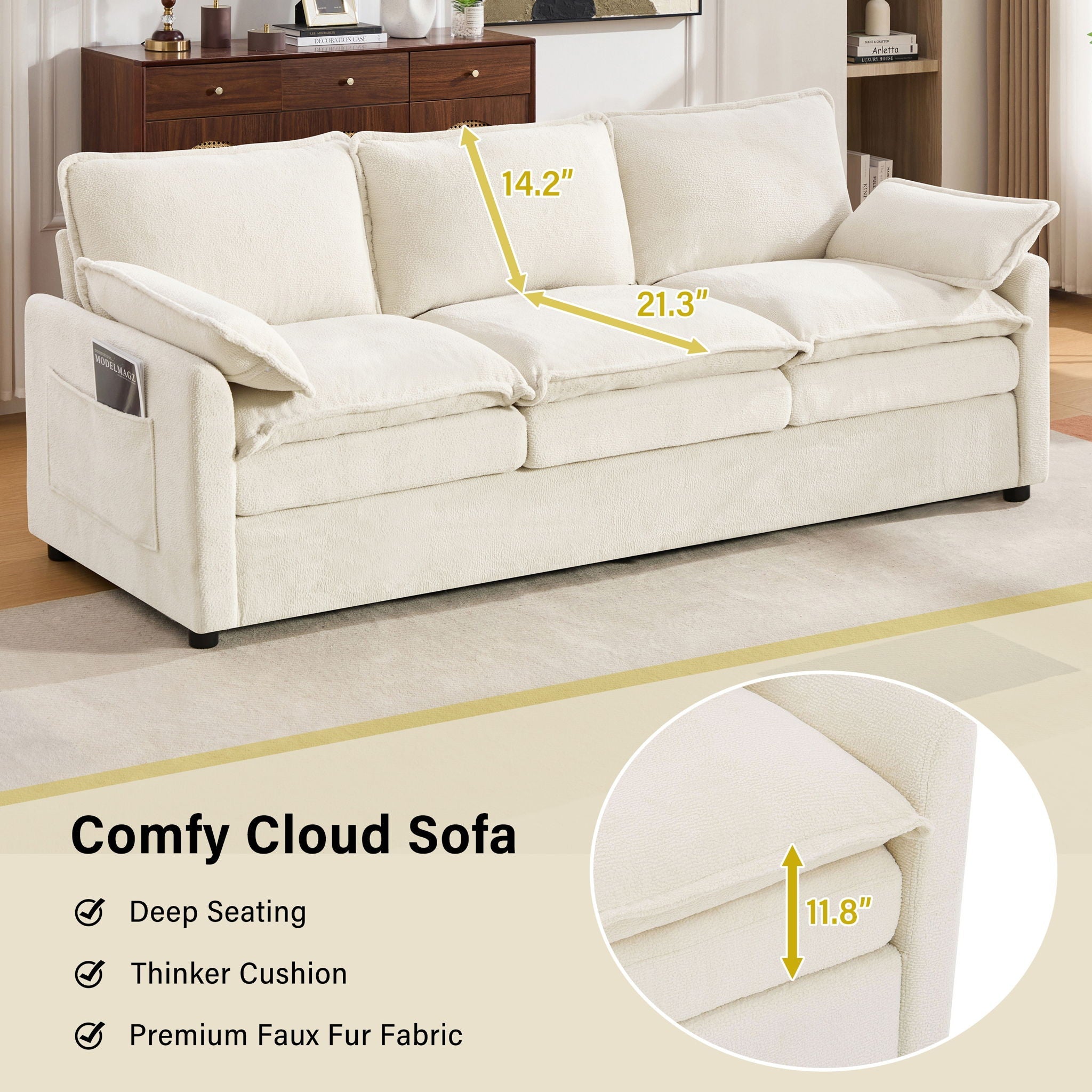 Modern Sofa Set With Double Layer Cushion And Side Storage Pockets by HouseOfZazla