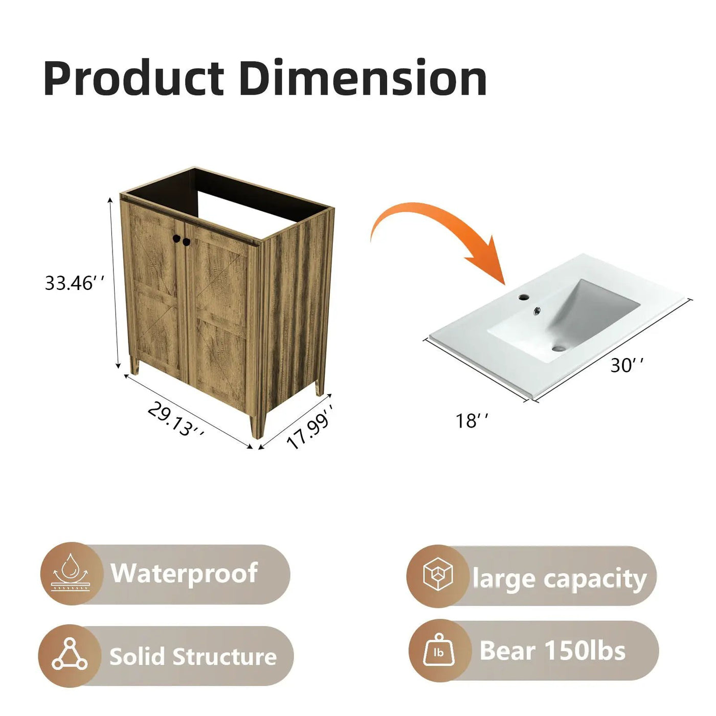 Folding Floor Cabinet With Ceramic Sink, Space Saving by HouseOfZazla