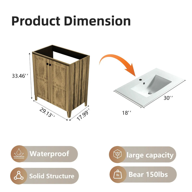Folding Floor Cabinet With Ceramic Sink, Space Saving by HouseOfZazla