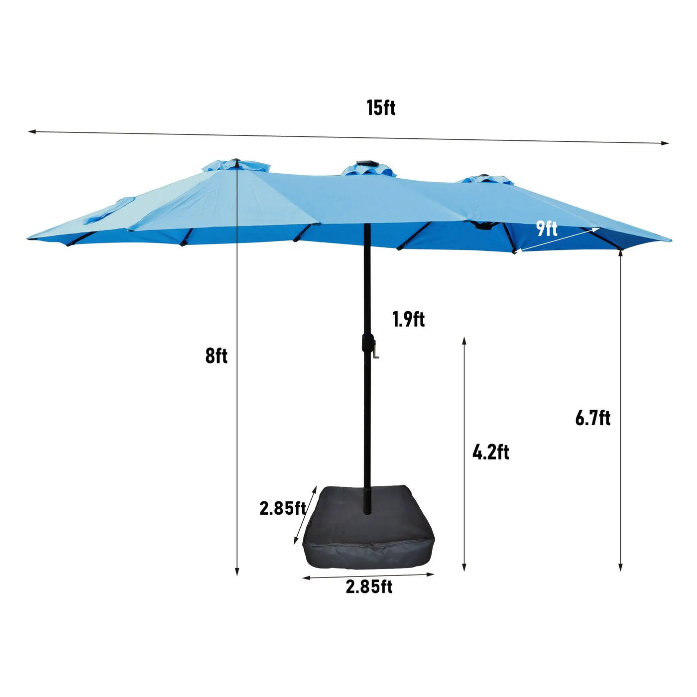 Double-Sided Outdoor Market Umbrella With Lights And Base by HouseOfZazla