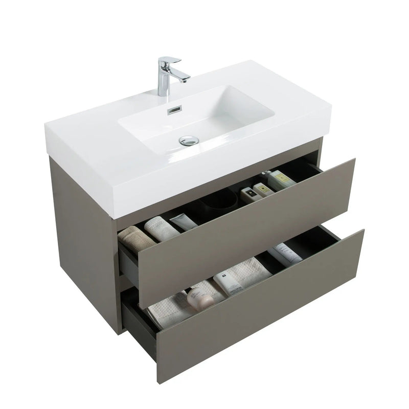 Alice - Bathroom Vanity With Sink, Large Storage Wall Mounted Floating Bathroom Vanity For Modern Bathroom, One-Piece Sink Basin Without Drain And Faucet by HouseOfZazla