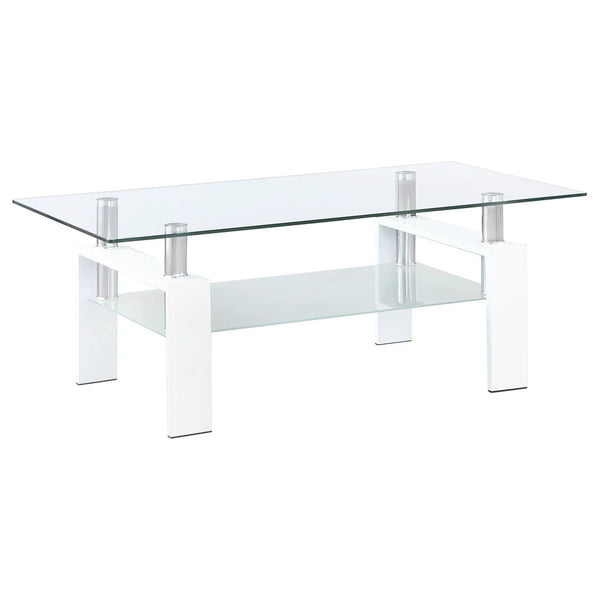 Dyer 1-shelf Rectangular Glass Top Coffee Table White