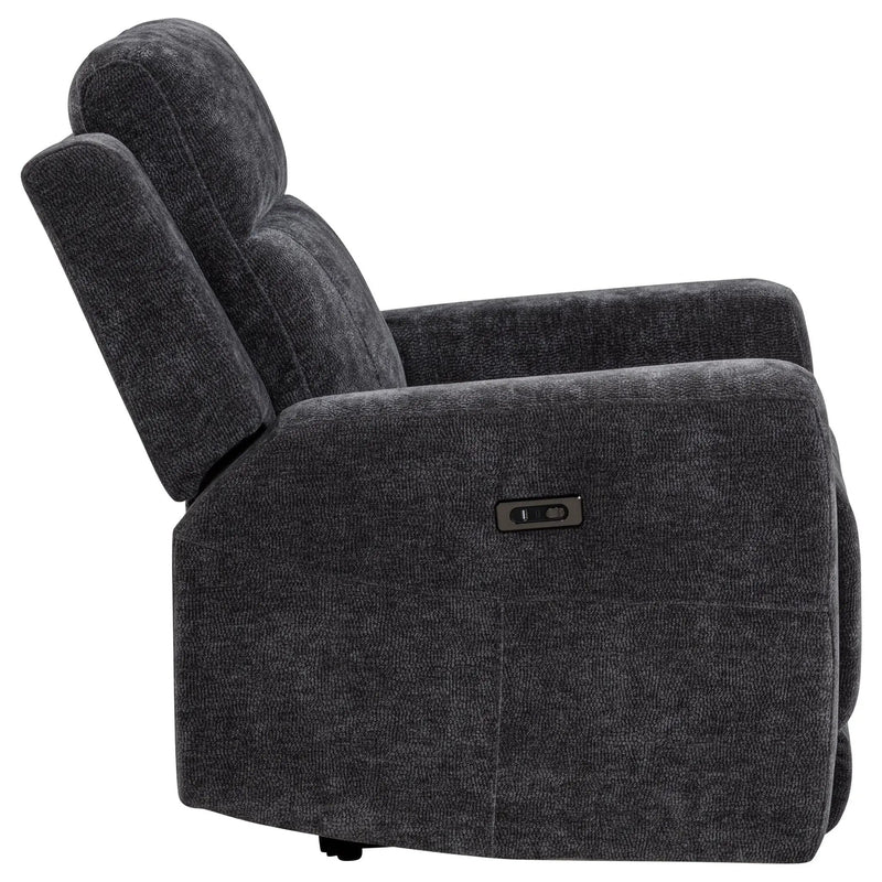 Kennett Chenille Upholstered Power Recliner Chair Dark Grey by Unique Piece Furniture