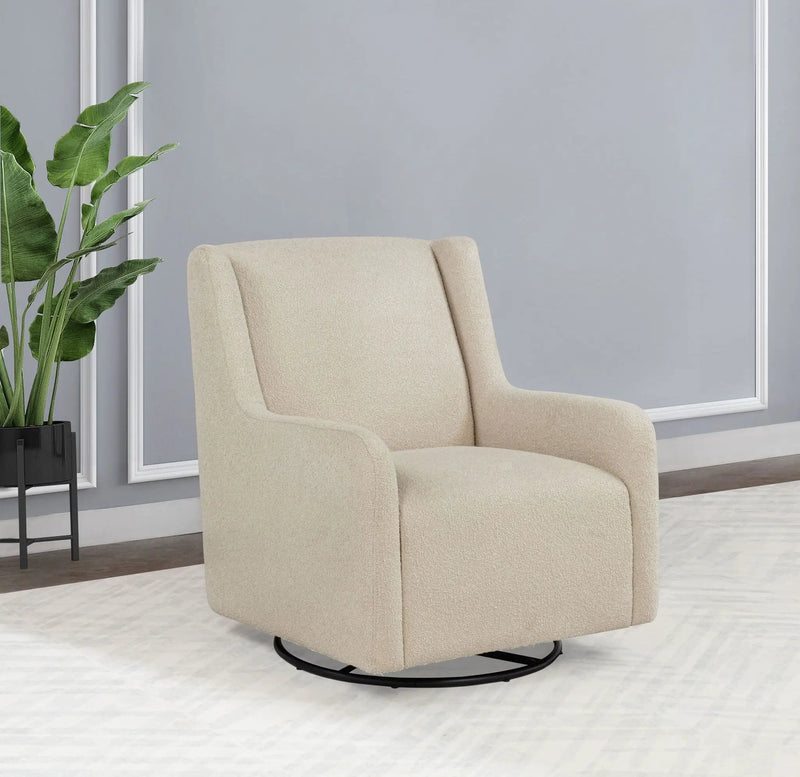 Serra Boucle Upholstered Swivel Glider Sandy Beige by Unique Piece Furniture