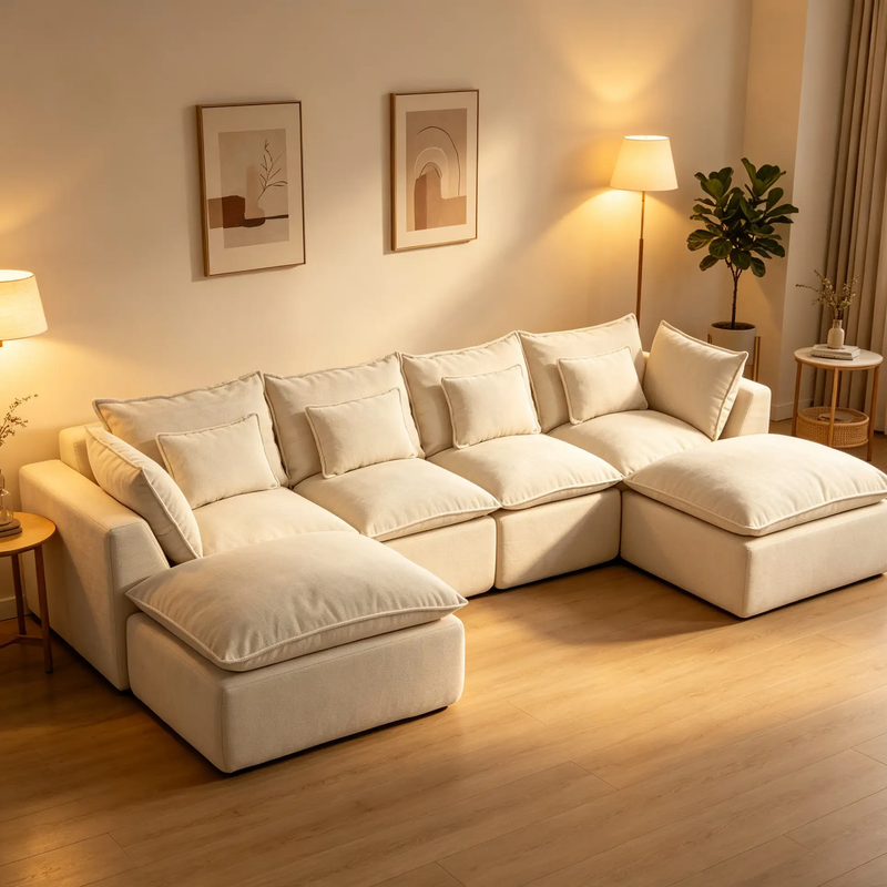 129.8" Width Cloud Couch Oversized Modular Sectional Sofa by HouseOfZazla
