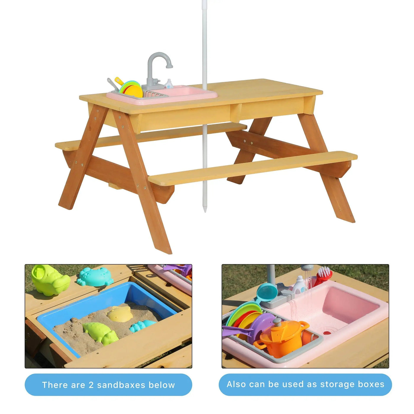 Kids Picnic Table With Sand and Water Table Conversion by HouseOfZazla
