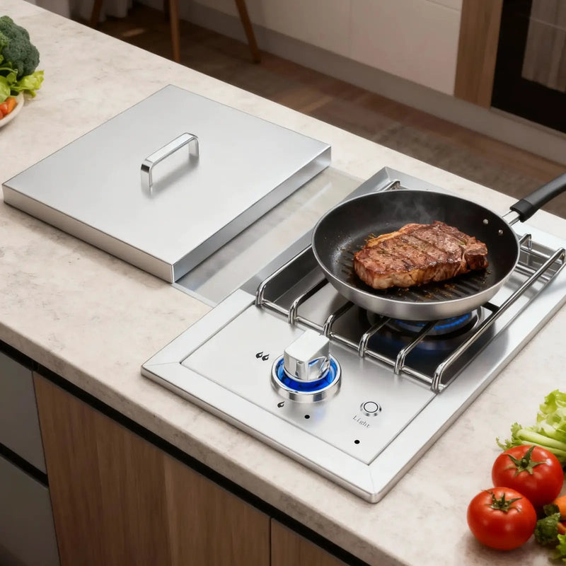 Single Grilling Side Burner, 17,000BTU Liquid Propane by HouseOfZazla